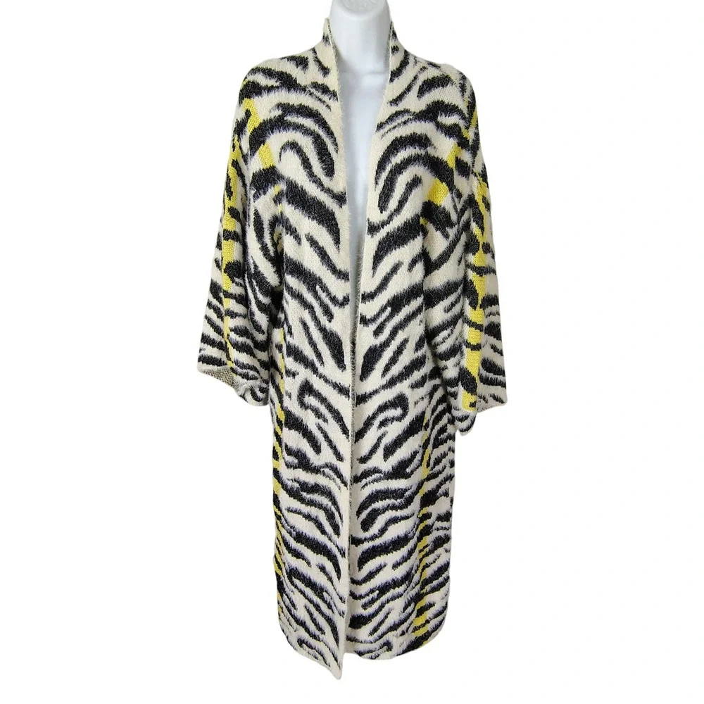 Do Everything In Love Zebra Print Fuzzy Longline Cardigan OS animal mob wife - Picture 2 of 14